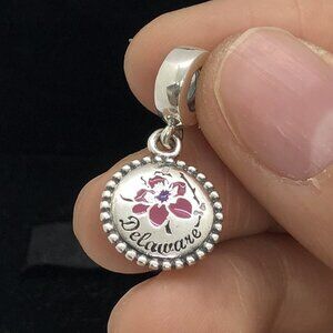✨🔥Pandora Delaware Dangle Charm Blooming Peach Blossom Travel Pendant